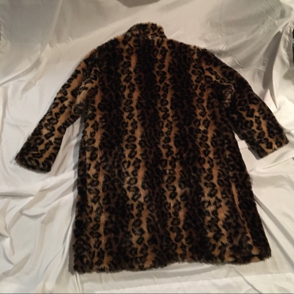 Faux fur leopard cheetah overcoat jacket coat - Picture 3 of 7